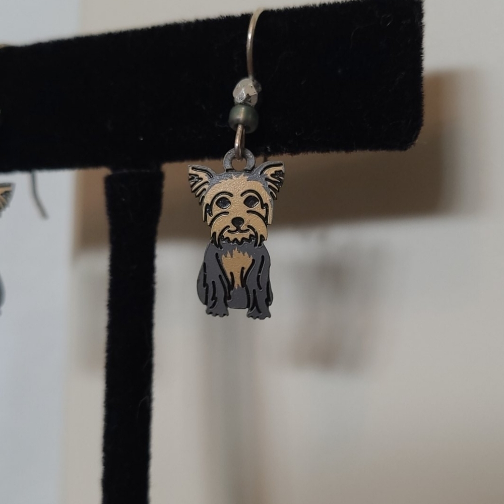 Handcrafted Yorkie Earrings - Picture 3 of 3